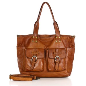 11B. Praktische Handtasche Schultertasche für Damen im Schwarz & Braun aus echtem italienischen Leder